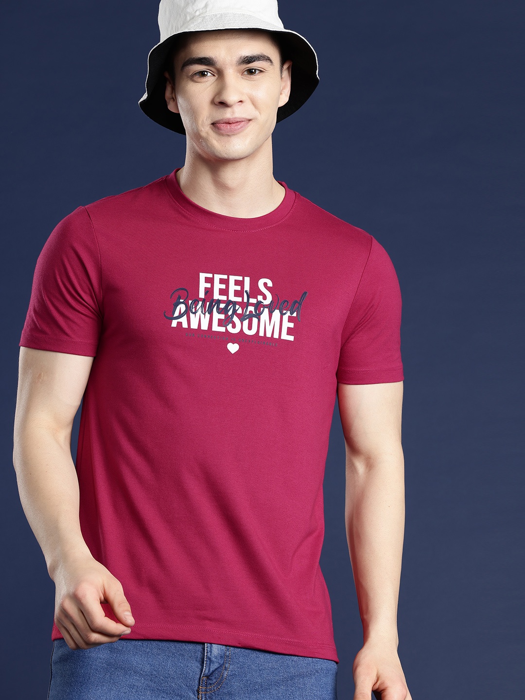 Mast & Harbour Men Typography Printed T-shirt, Red