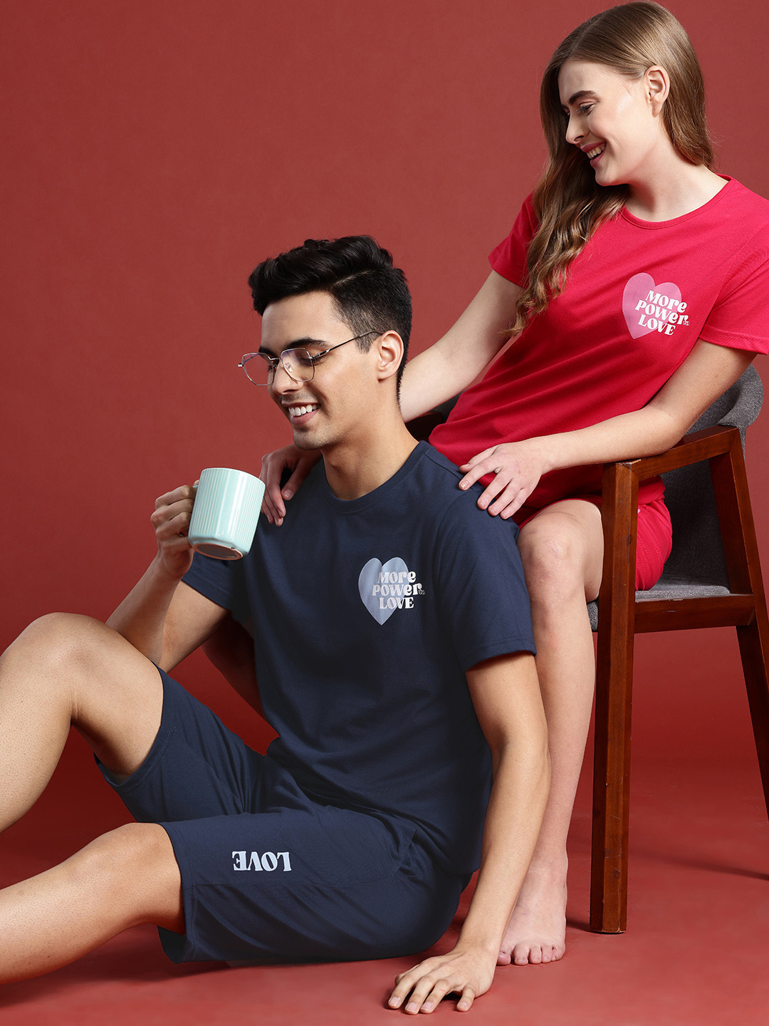 

Mast & Harbour Men Printed Detail Valentines Shorts Set, Navy blue