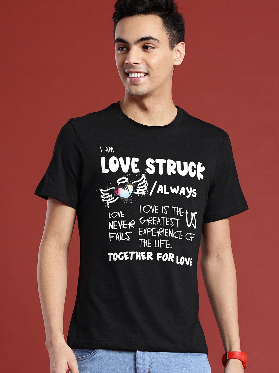 

Mast & Harbour Typography Printed T-shirt, Black