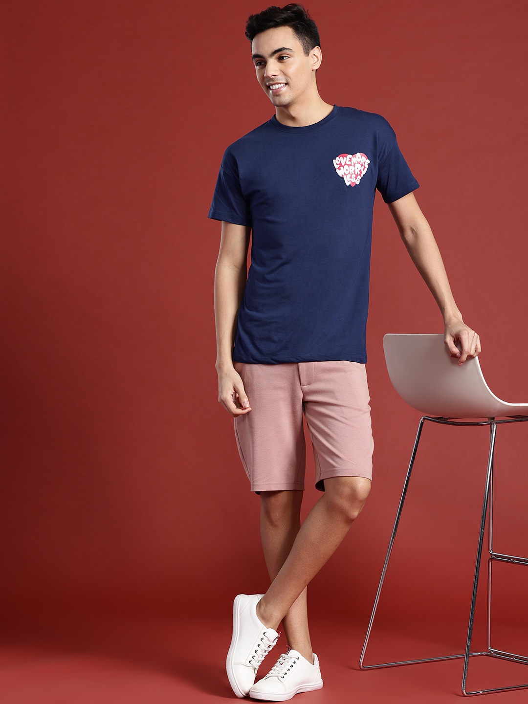 

Mast & Harbour Men Typography Printed T-shirt, Navy blue