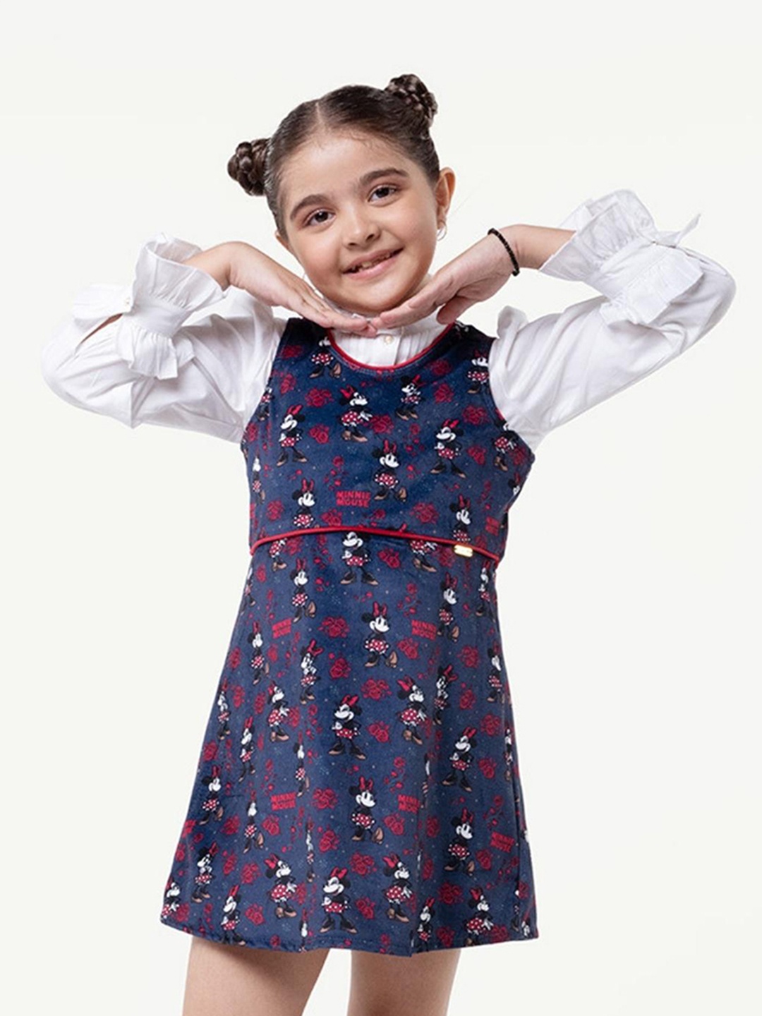 

One Friday Girls Minnie Mouse Printed A-Line Dress, Navy blue