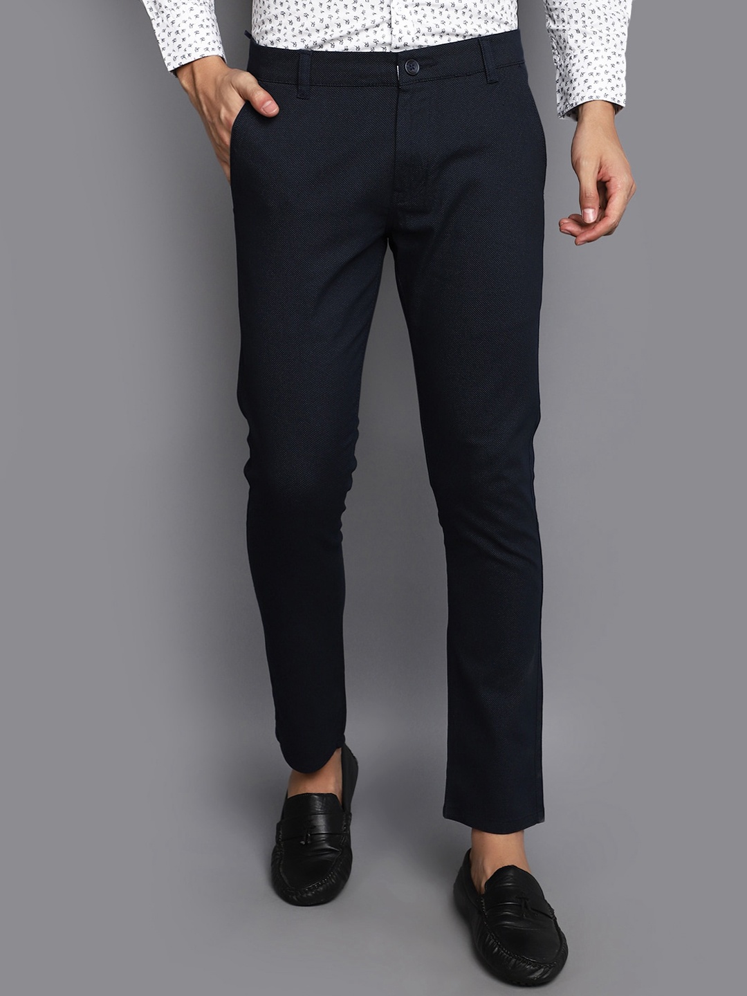 

V-Mart Men Cotton Chinos Trousers, Navy blue
