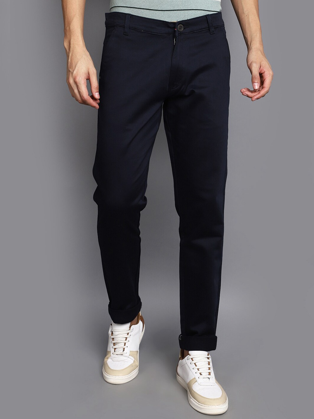 

V-Mart Men Slim Fit Cotton Chinos Trousers, Navy blue