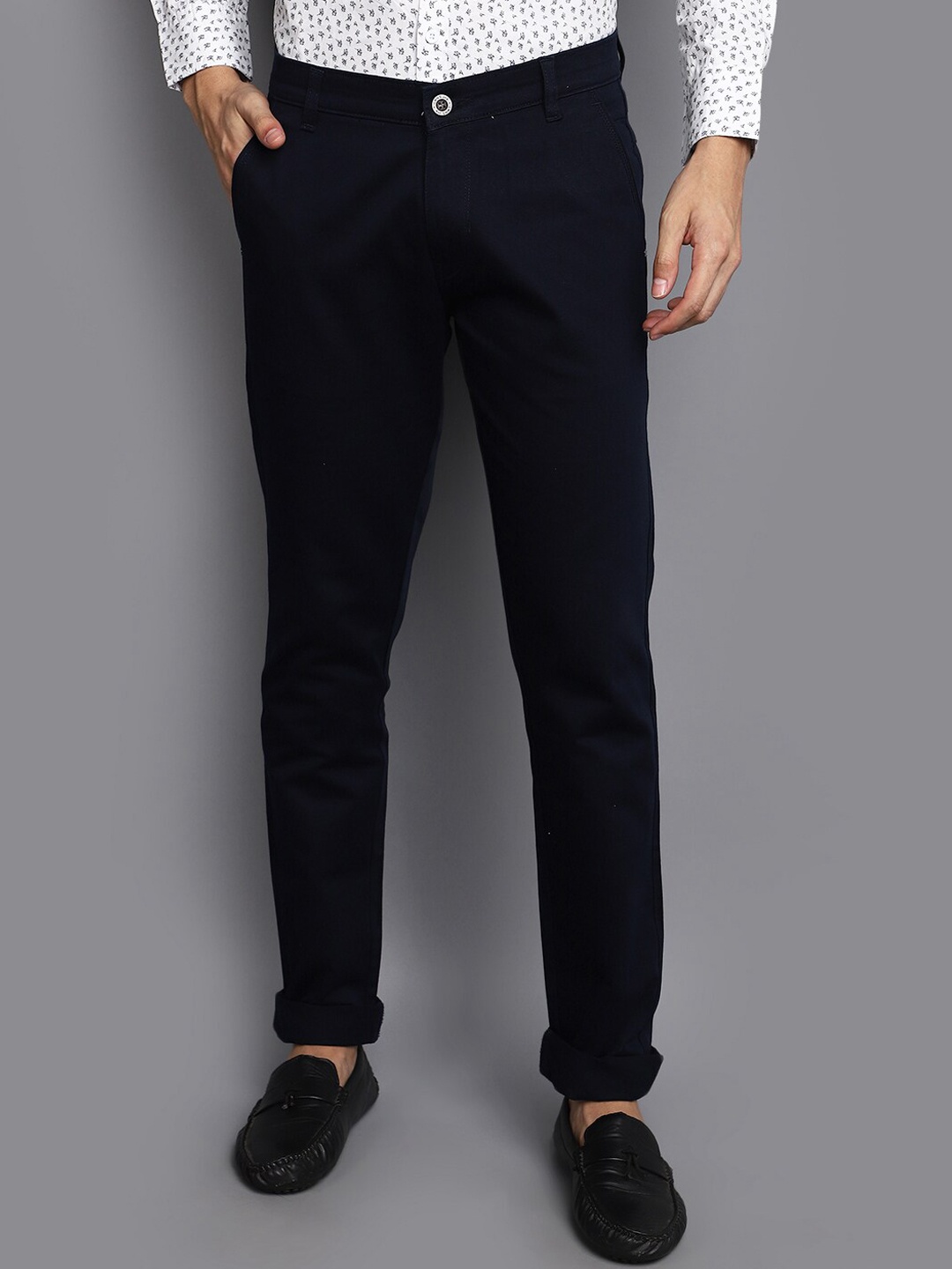 

V-Mart Men Slim Fit Cotton Chinos Trousers, Navy blue