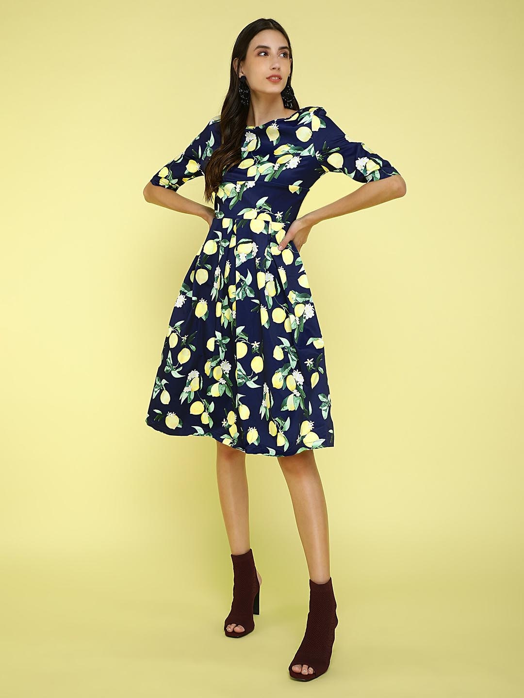 

LULU & SKY Floral Printed Fit & Flare Dress, Blue