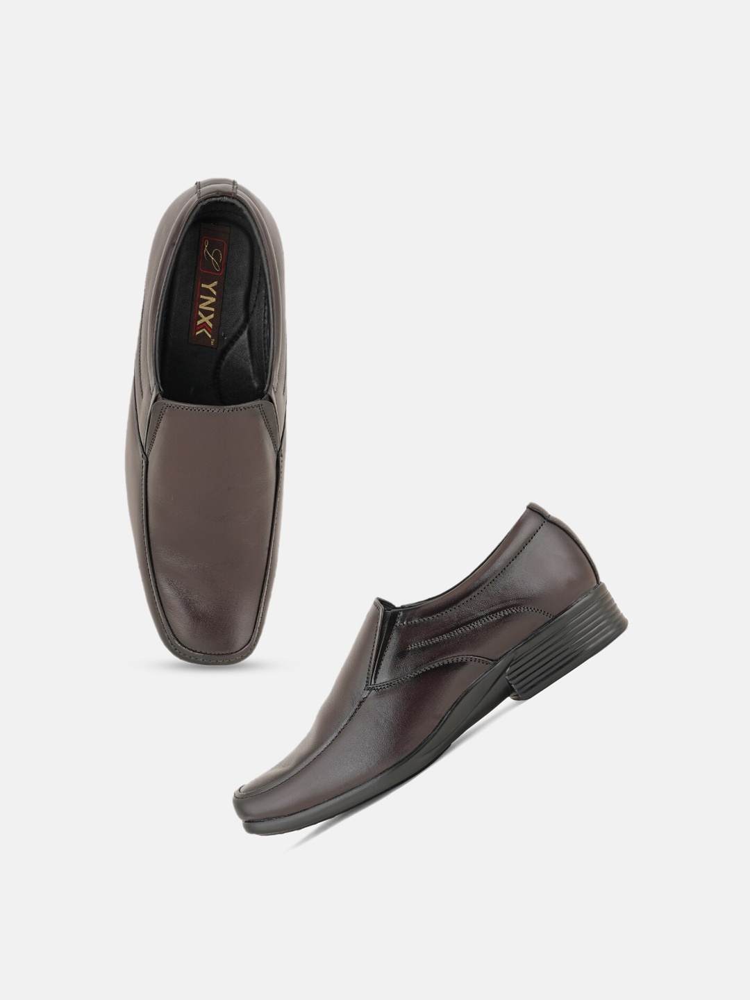 

Style Shoes Men Square Toe Leather Formal Slip-On Shoes, Brown