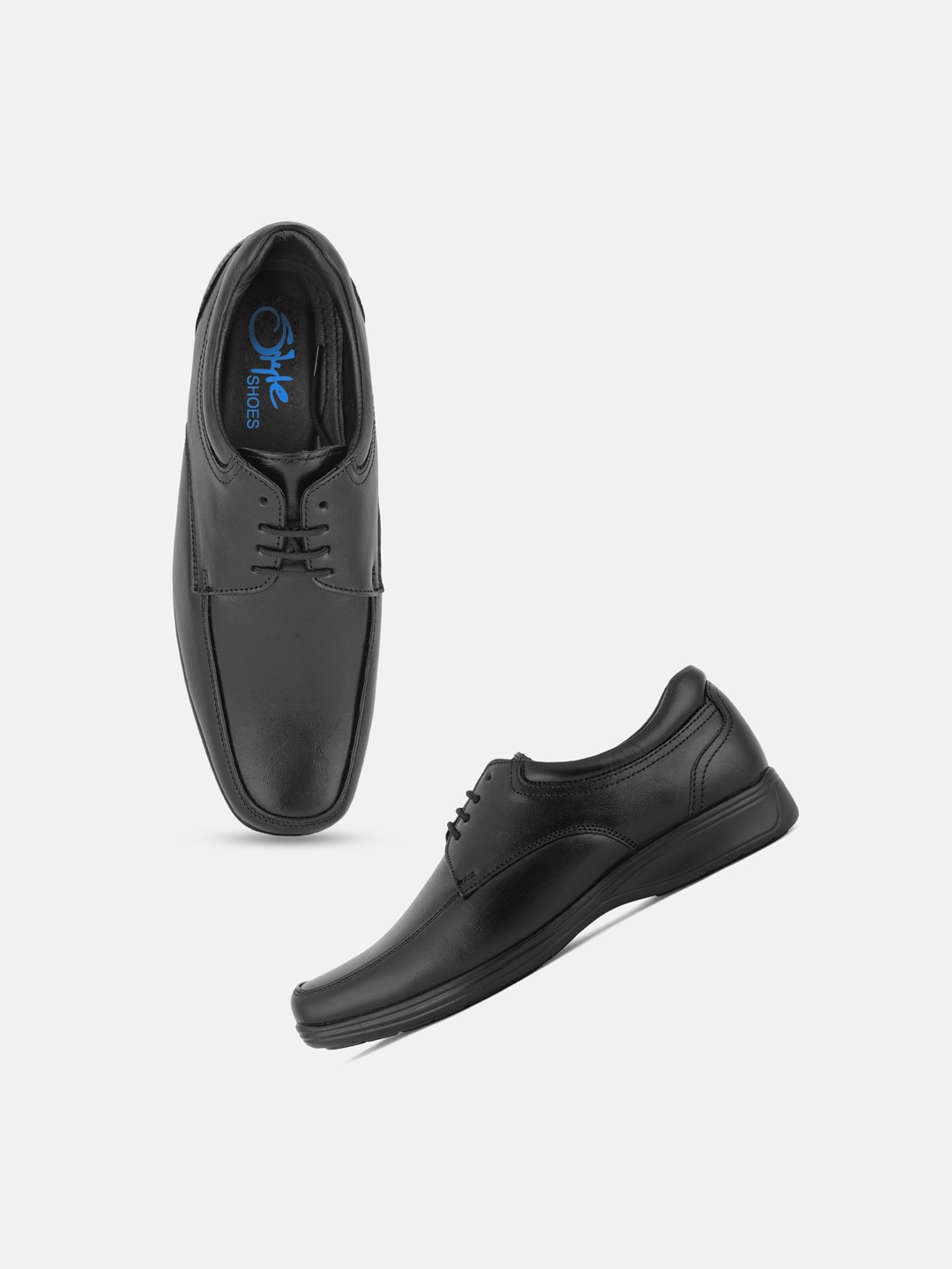 

Style Shoes Men Square Toe Leather Formal Derbys, Black