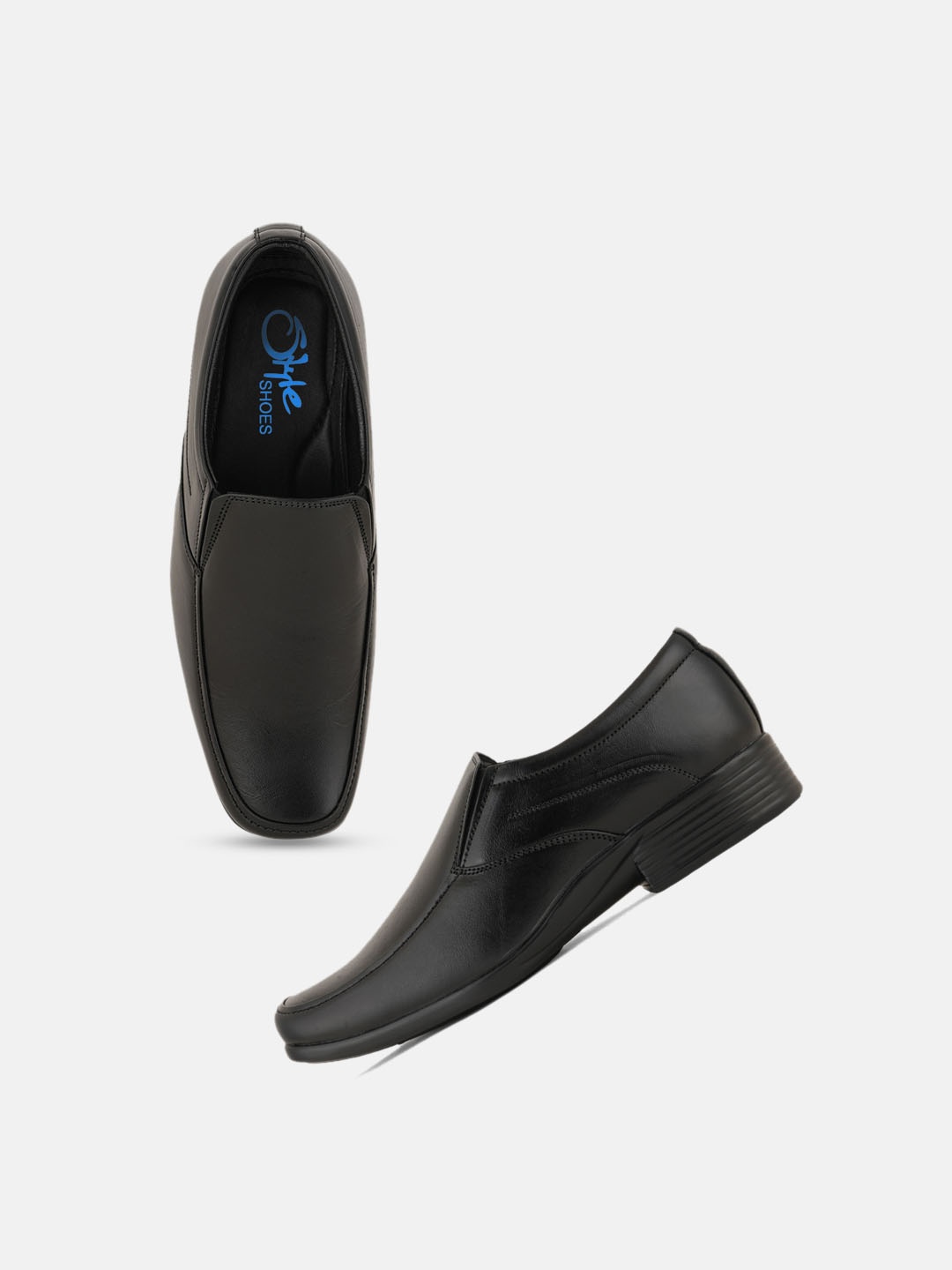 

Style Shoes Men Square Toe Leather Formal Slip-On Shoes, Black