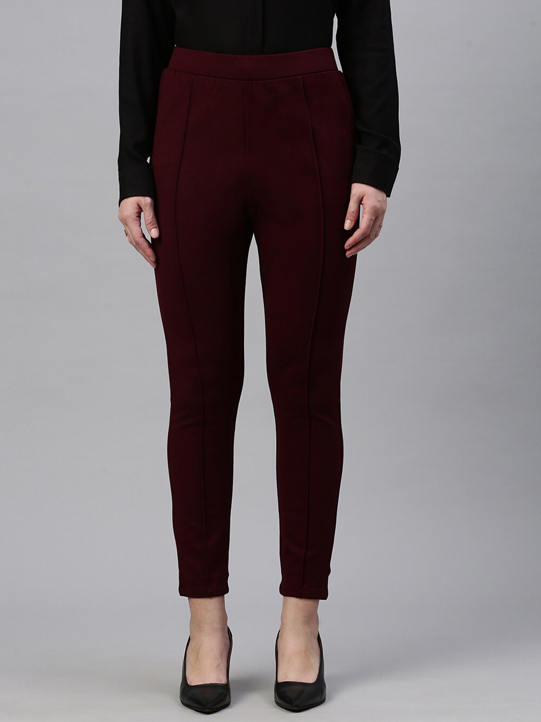 

De Moza Women Skinny Fit Treggings, Burgundy