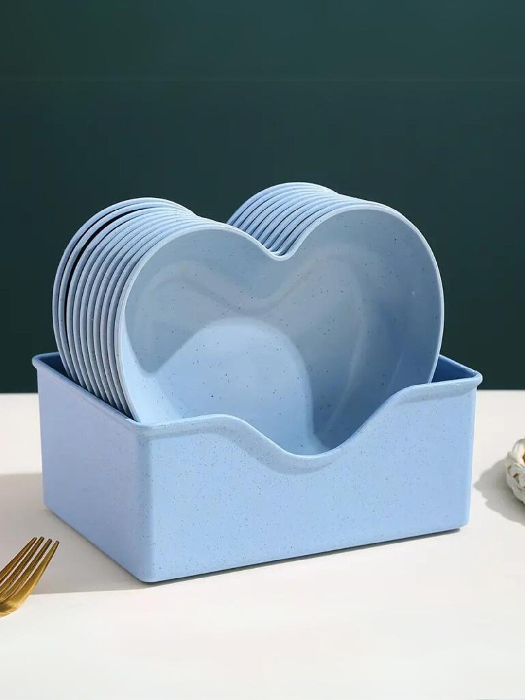 

YELONA Blue10 Pieces Plastic Matte Plates, Blue