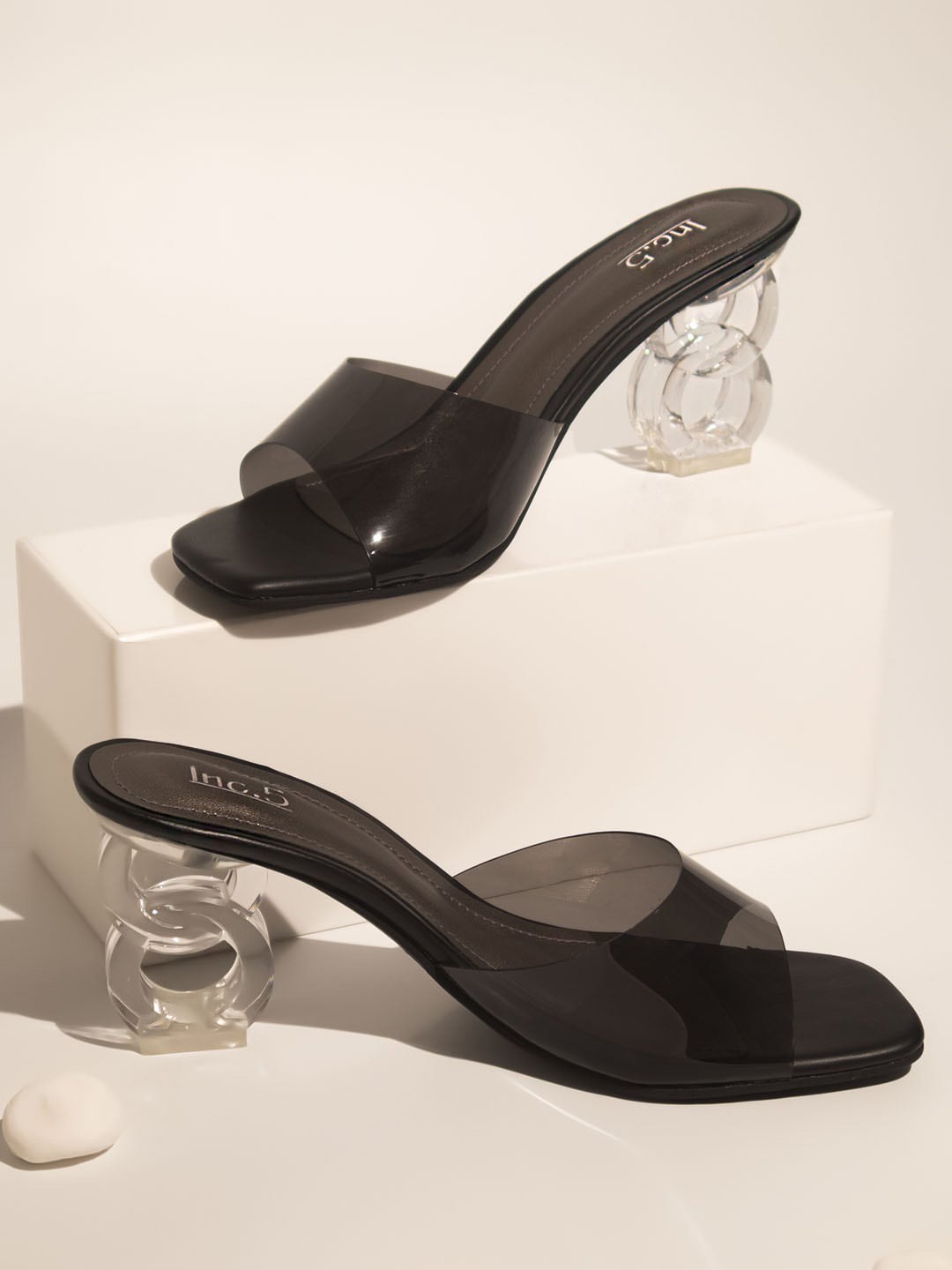

Inc 5 Open Toe Block Heels, Black