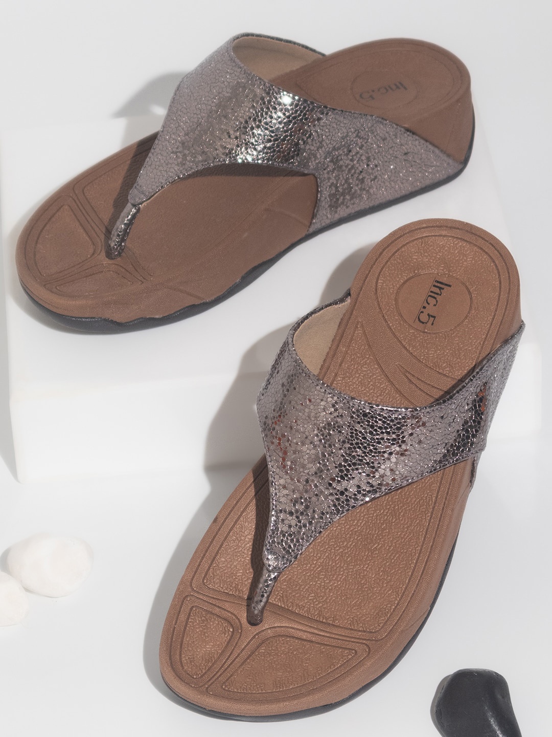 

Inc 5 Embellished One Toe Comfort Heels, Grey