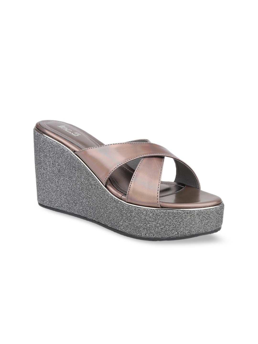

Inc 5 Shimmered Cross Strap Wedge Heels, Grey