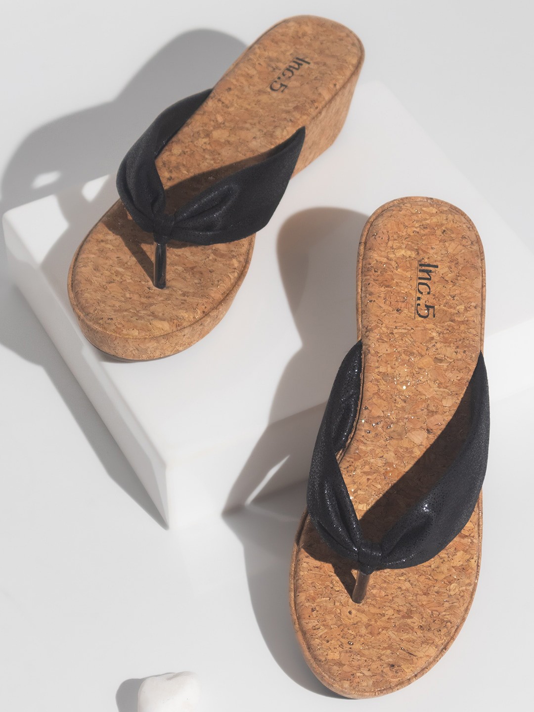 

Inc 5 Open Toe Wedge Heels, Black