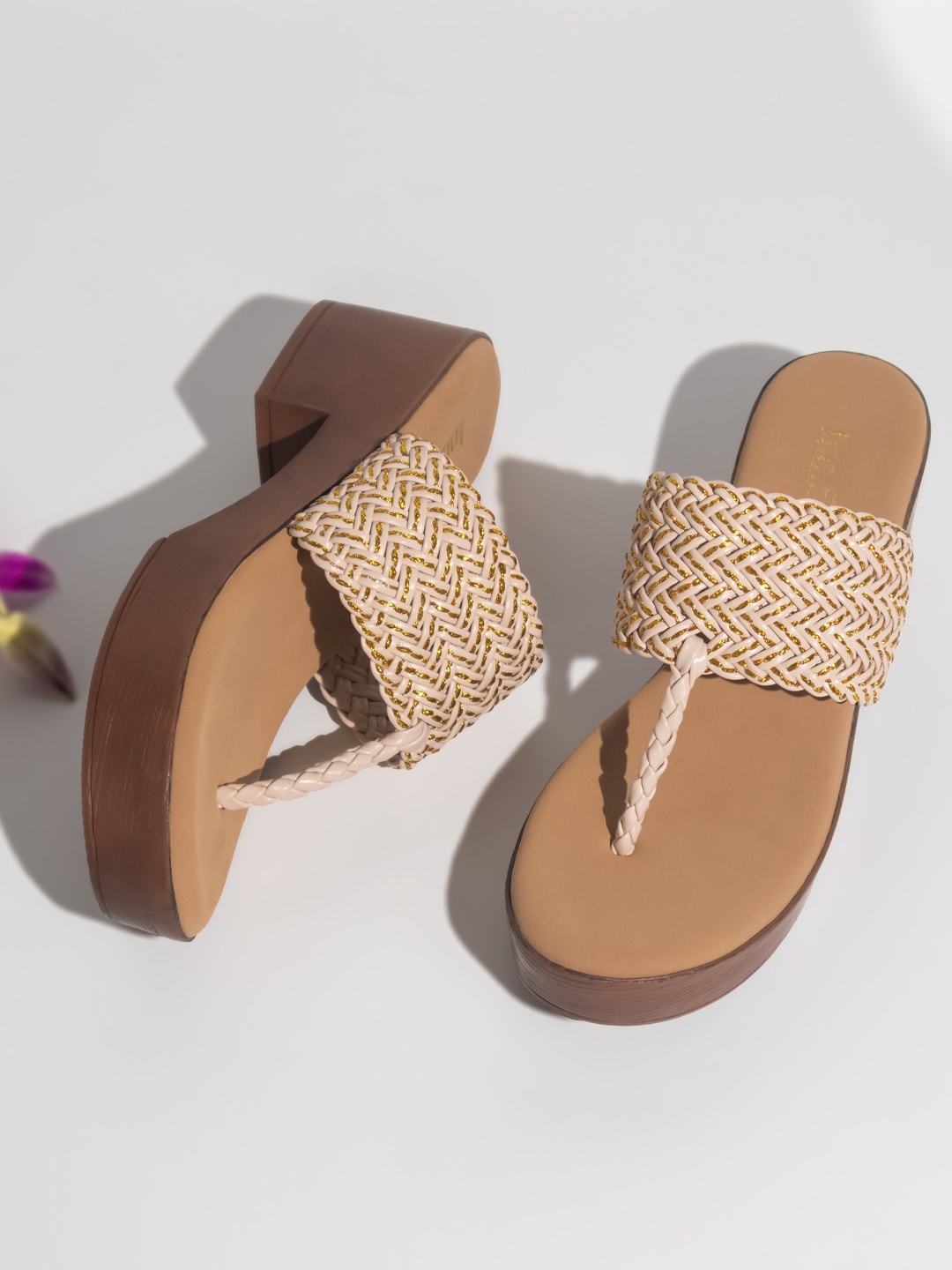 

Inc 5 Textured Open Toe Platform Heels, Beige