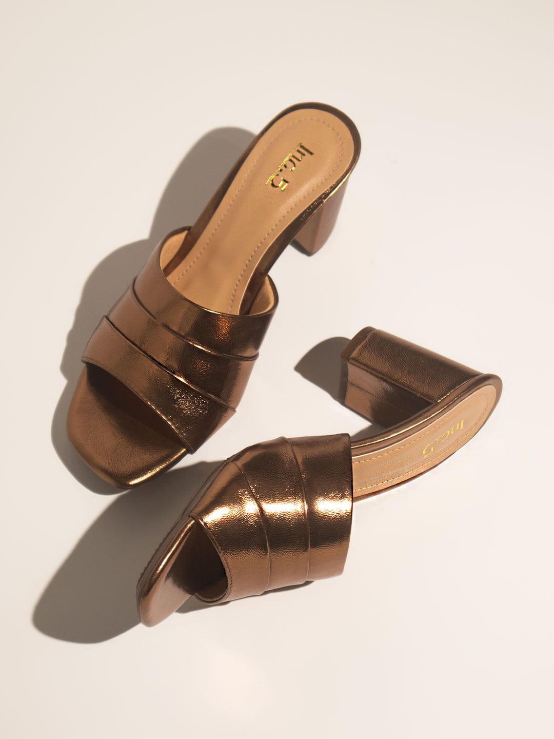

Inc 5 Textured Block Heel Mules, Copper