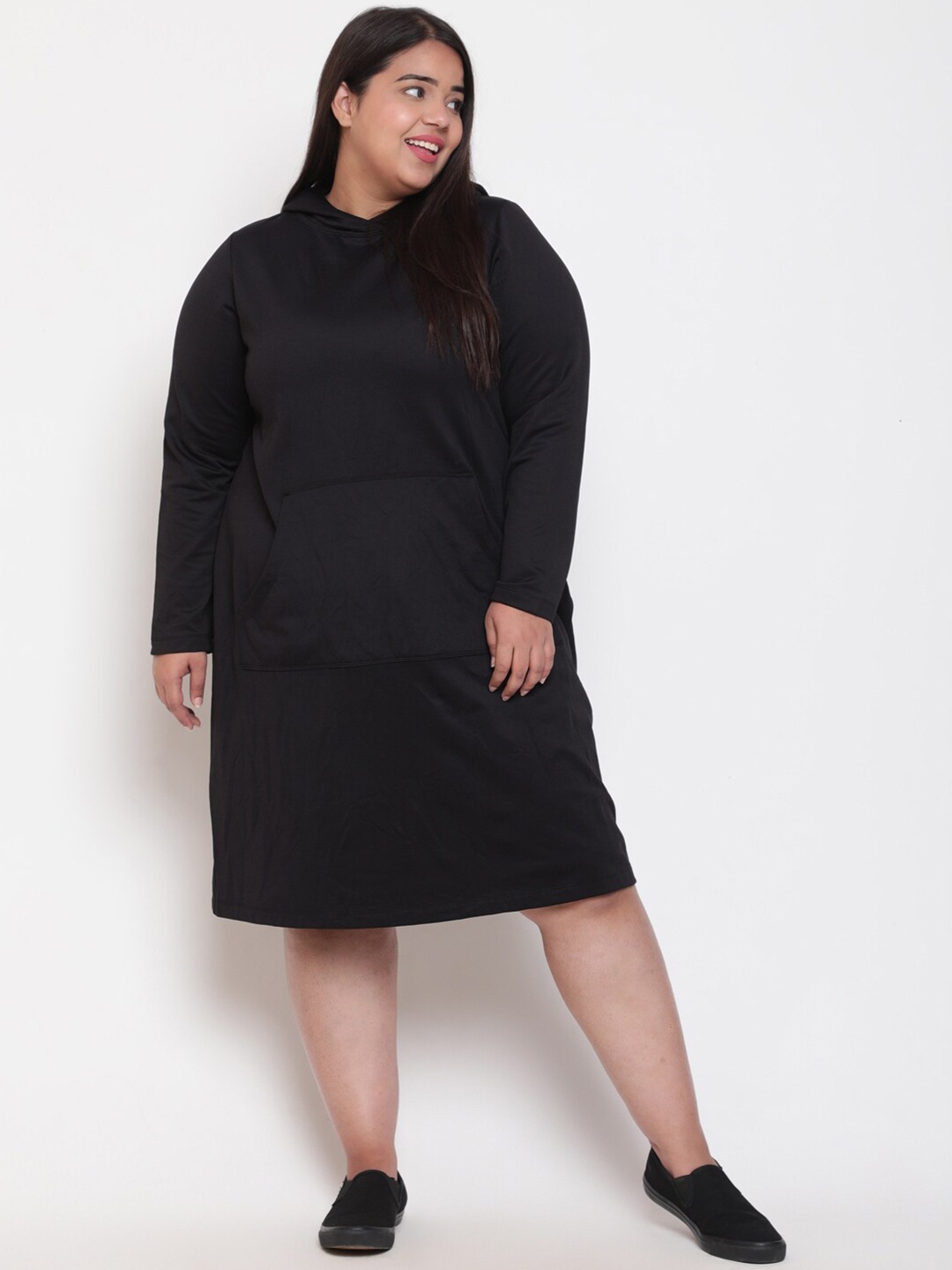 

Amydus Plus Size Hooded T-shirt Dress, Black