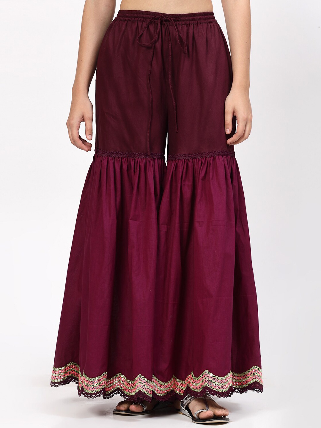 

LELA Women Mirror Work Cotton Sharara, Purple