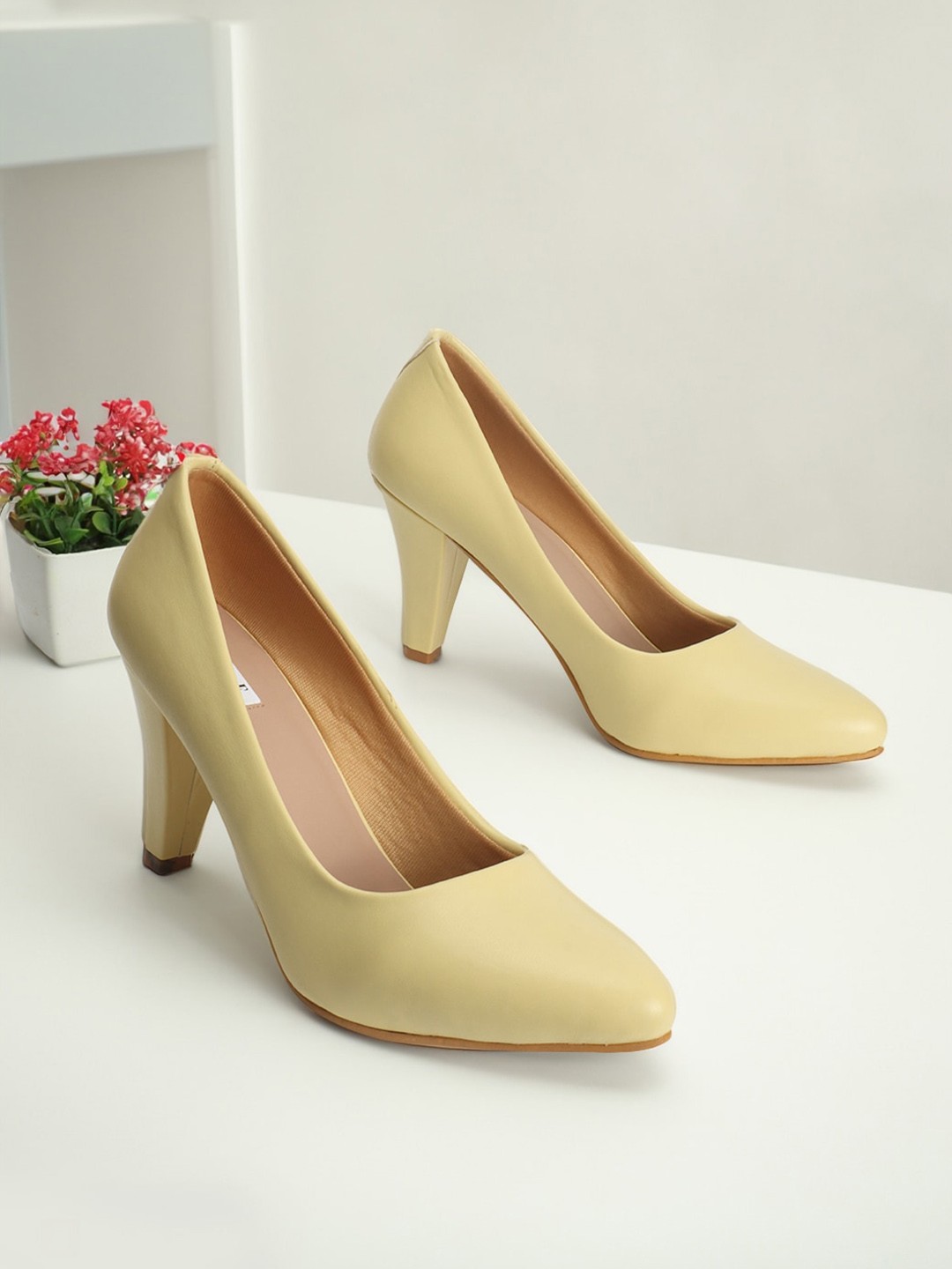

ELLE Pointed Toe Slim Heel Pumps, Yellow