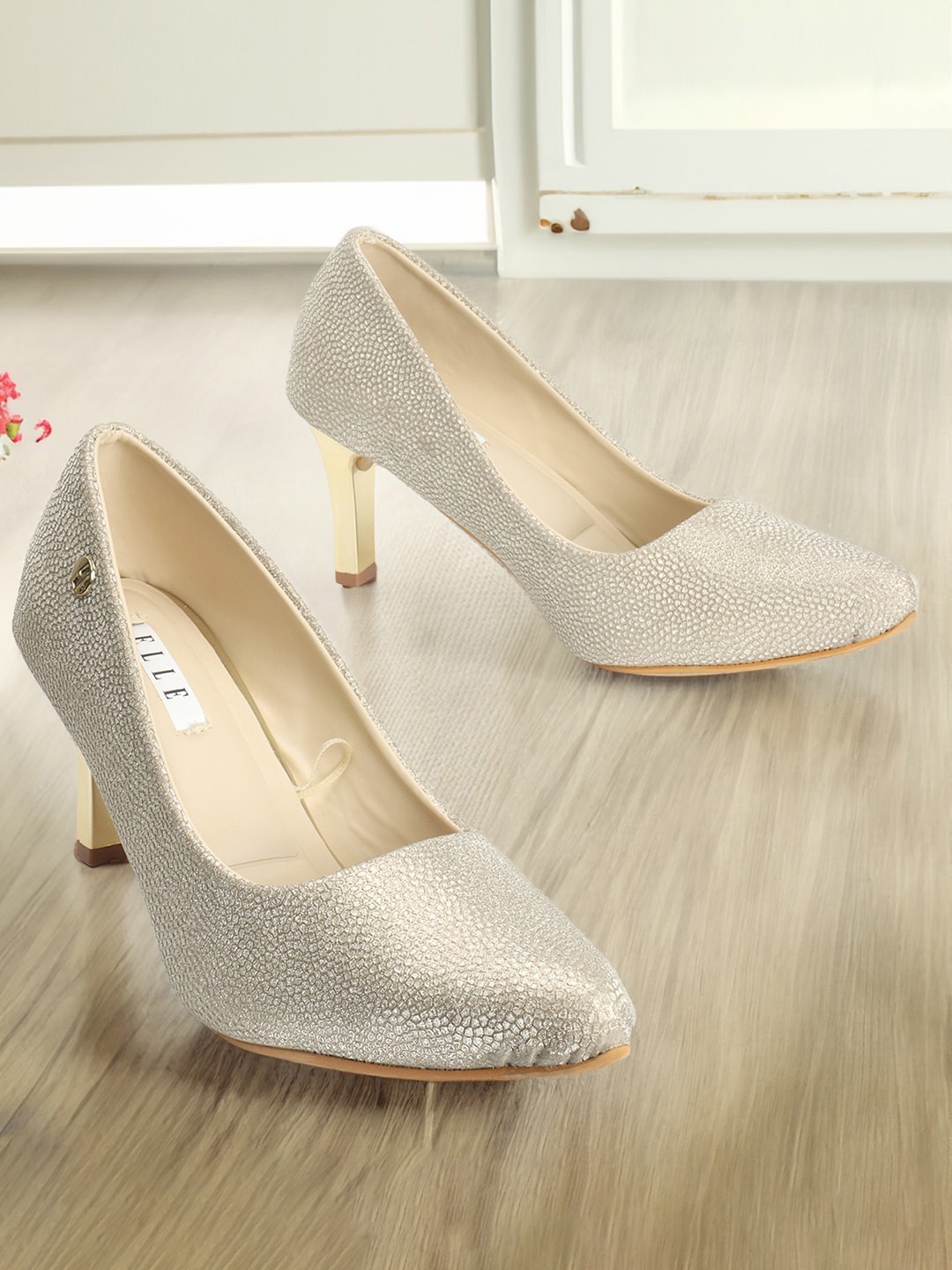 

ELLE Embellished Slim Heel Pumps, Gold