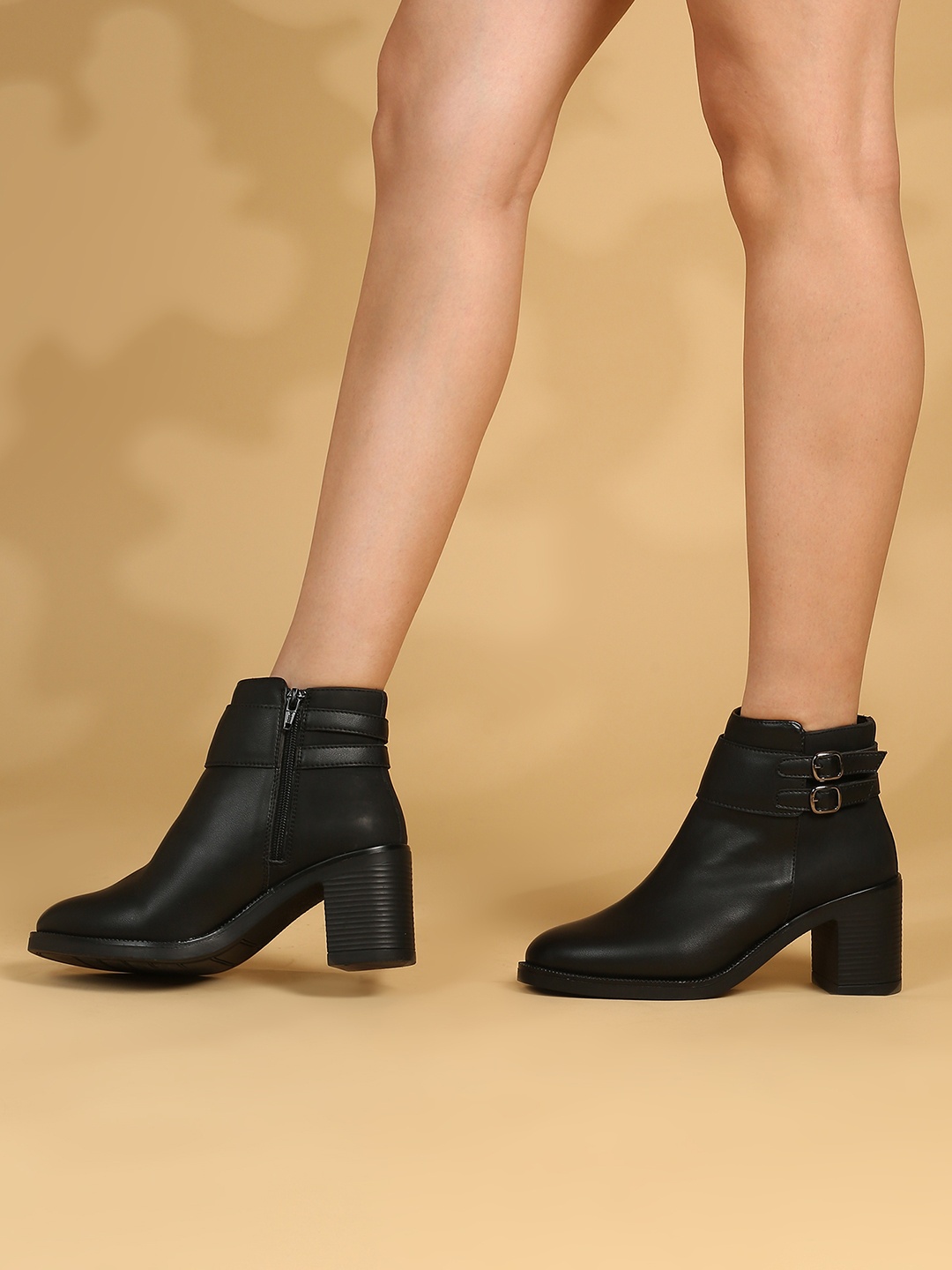 

Inc 5 Women Block Heel Boots With Buckle Detail, Black