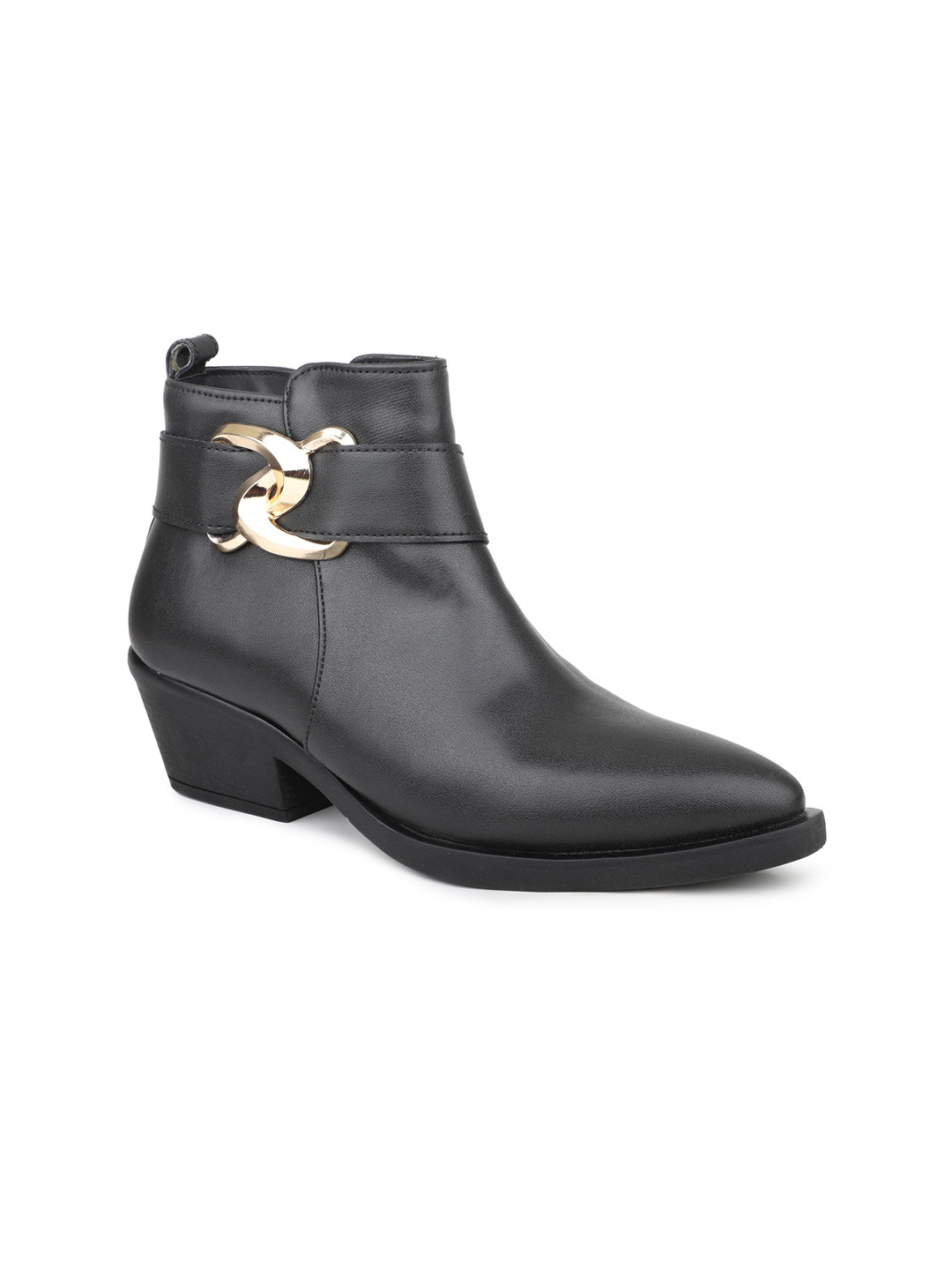 

Inc 5 Women Mid Top Block Heel Chunky Boots With Buckle Detail, Black