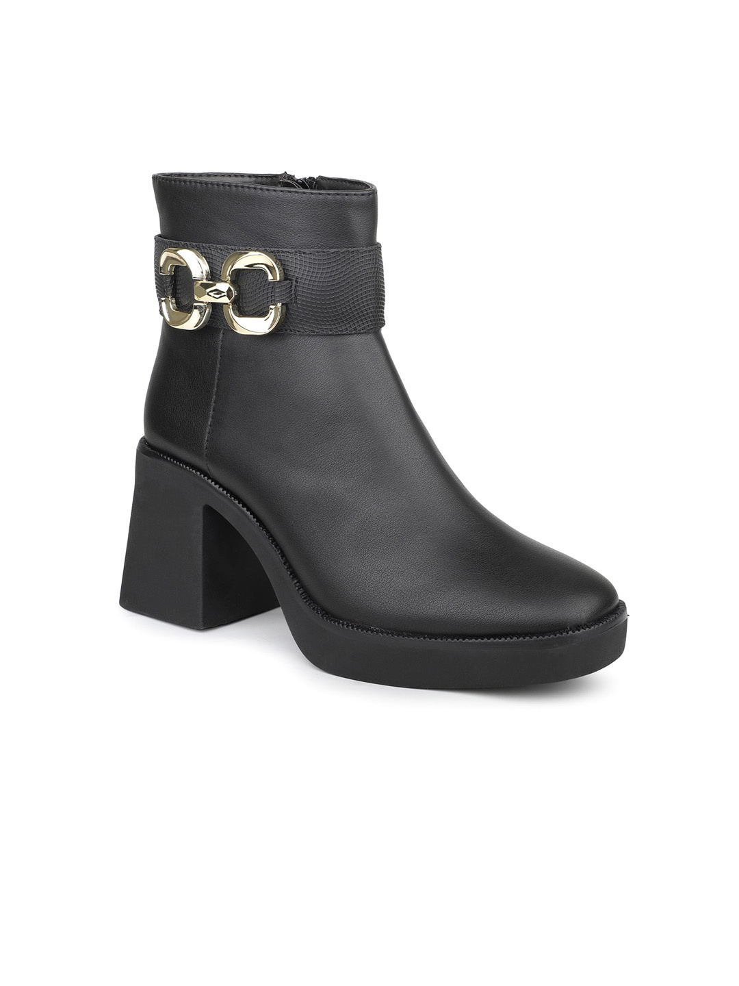 

Inc 5 Solid Block Heel Chunky Boots With Buckle Detail, Black