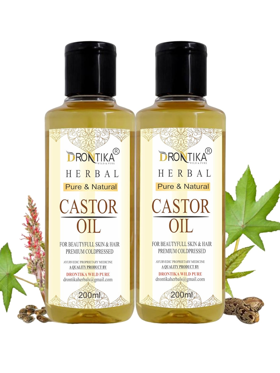 

DRONTIKA Set of 2 Herbal Castor Oil With Vitamin E - 200ml Each, Beige