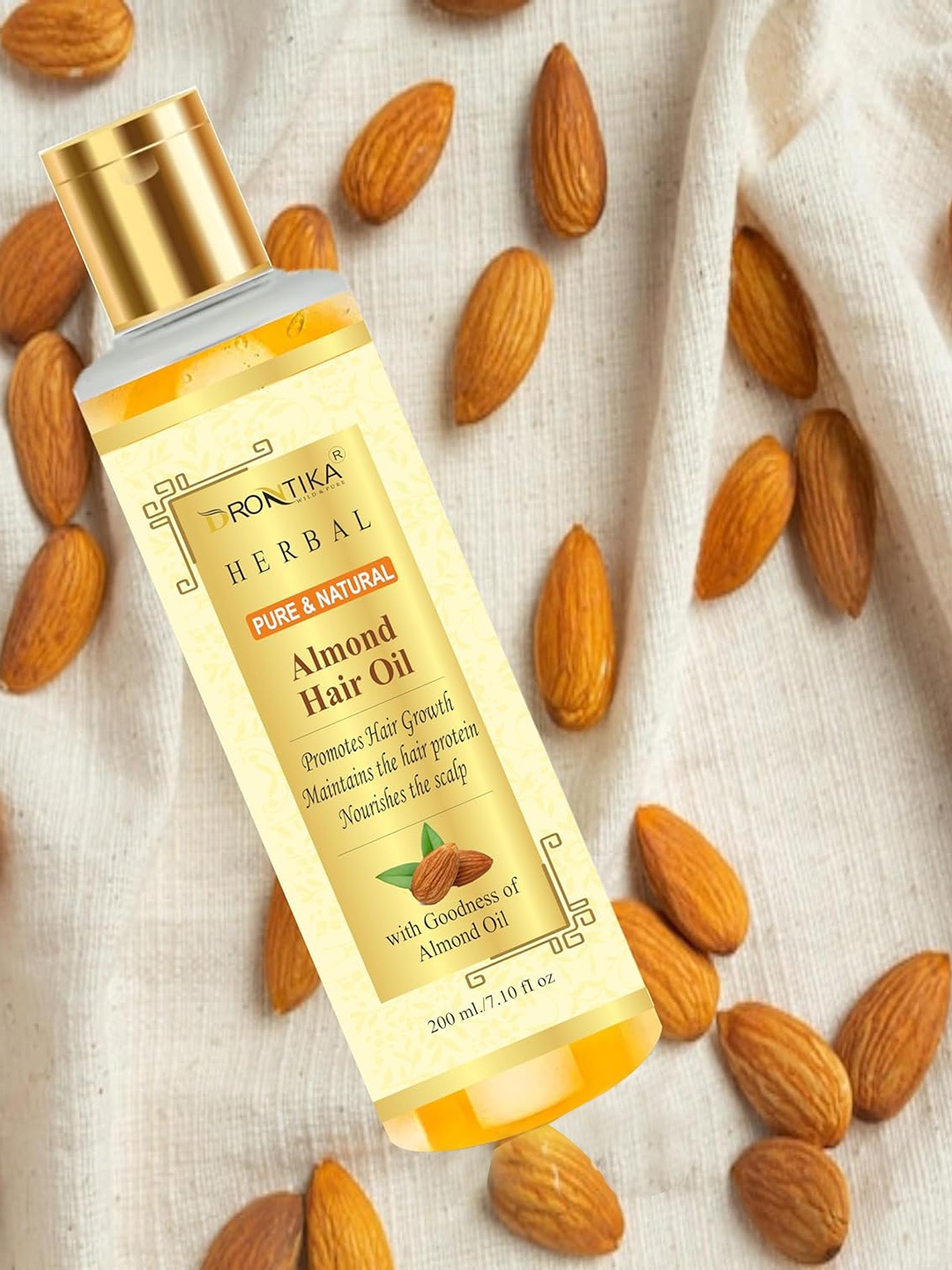 

DRONTIKA Herbal Almond Hair Oil For Hair Growth - 200ml, Yellow