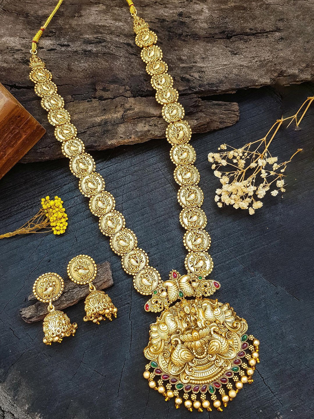 

GRIIHAM Gold Plated CZ Stone Studded Brass Jewellery Set