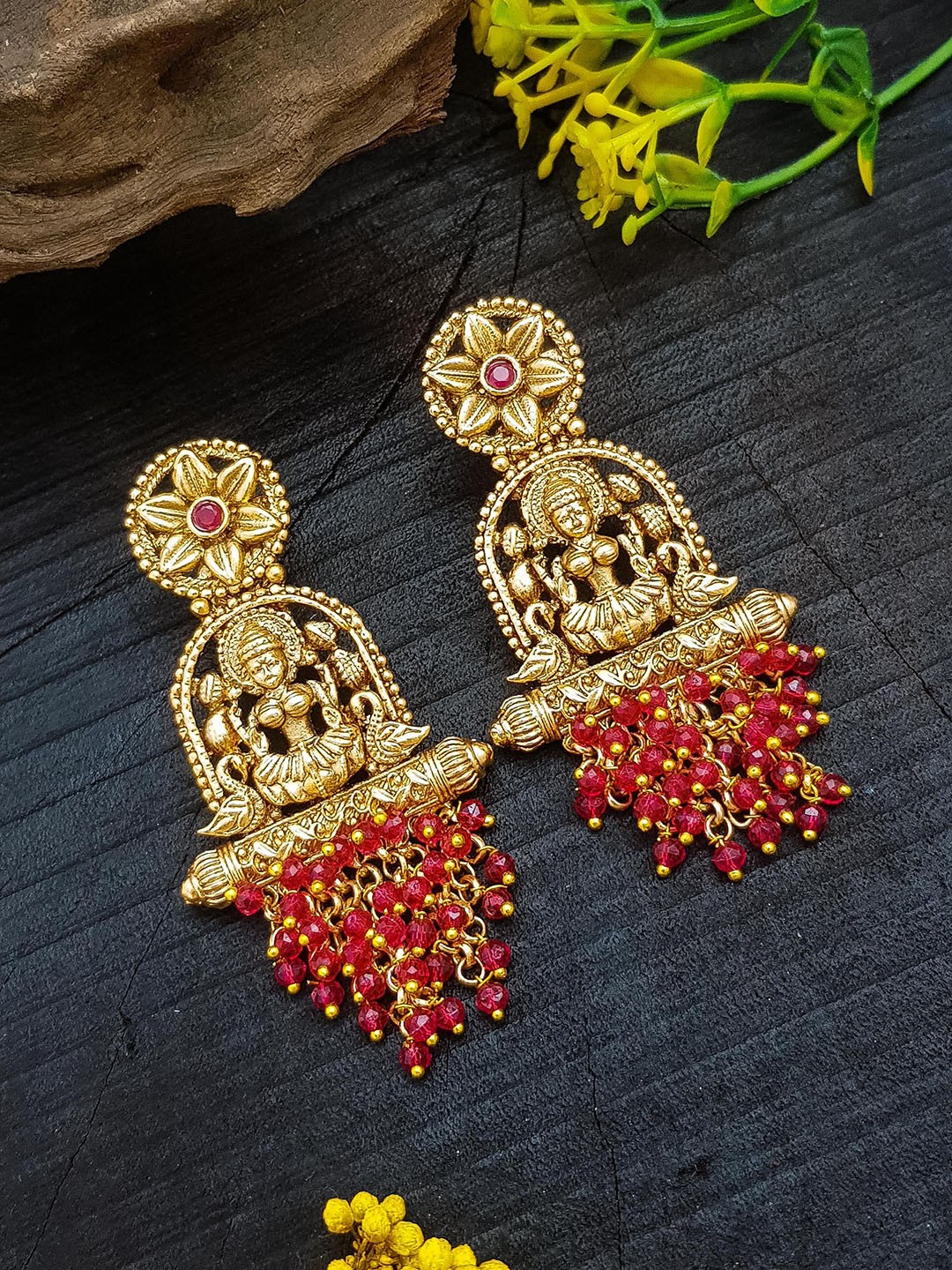 

GRIIHAM Gold-Plated Contemporary Temple Drop Earrings