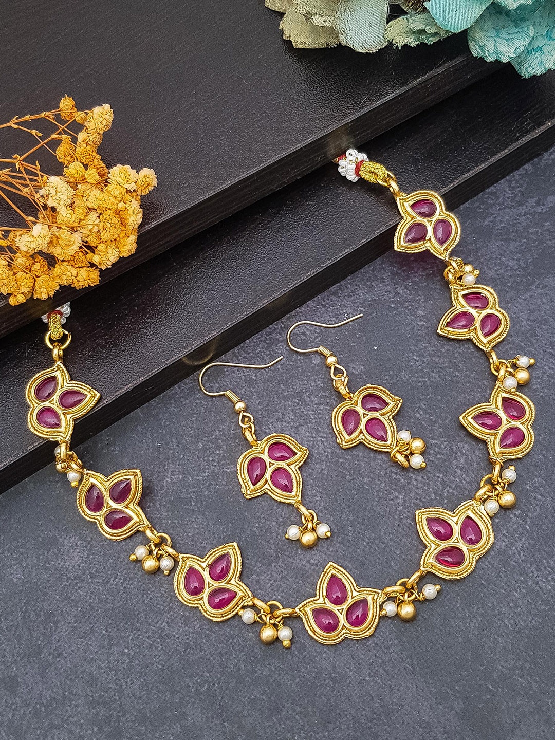 

GRIIHAM Gold-Plated AD Studded Jewellery Set
