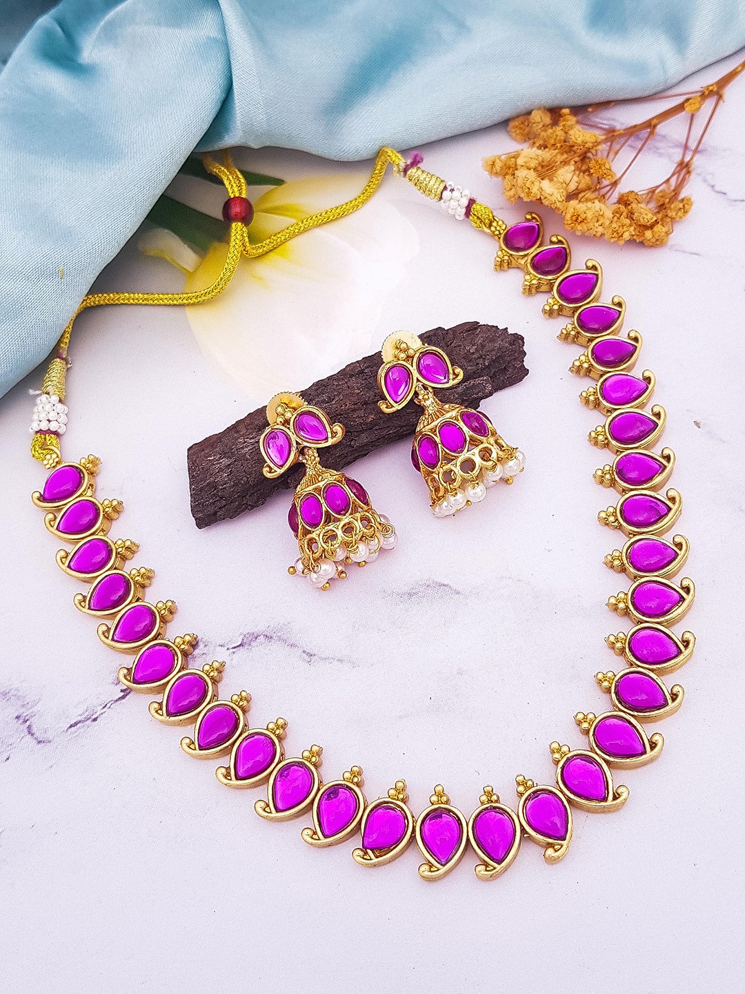 

GRIIHAM Gold-Plated AD Studded Jewellery Set