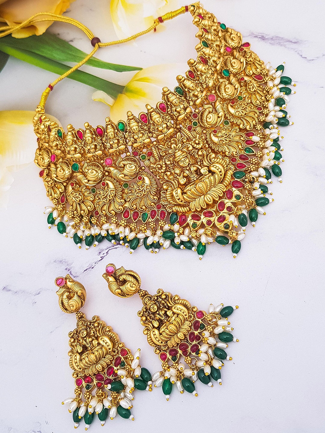 

GRIIHAM Gold-Plated Cubic Zirconia Studded Jewellery Set