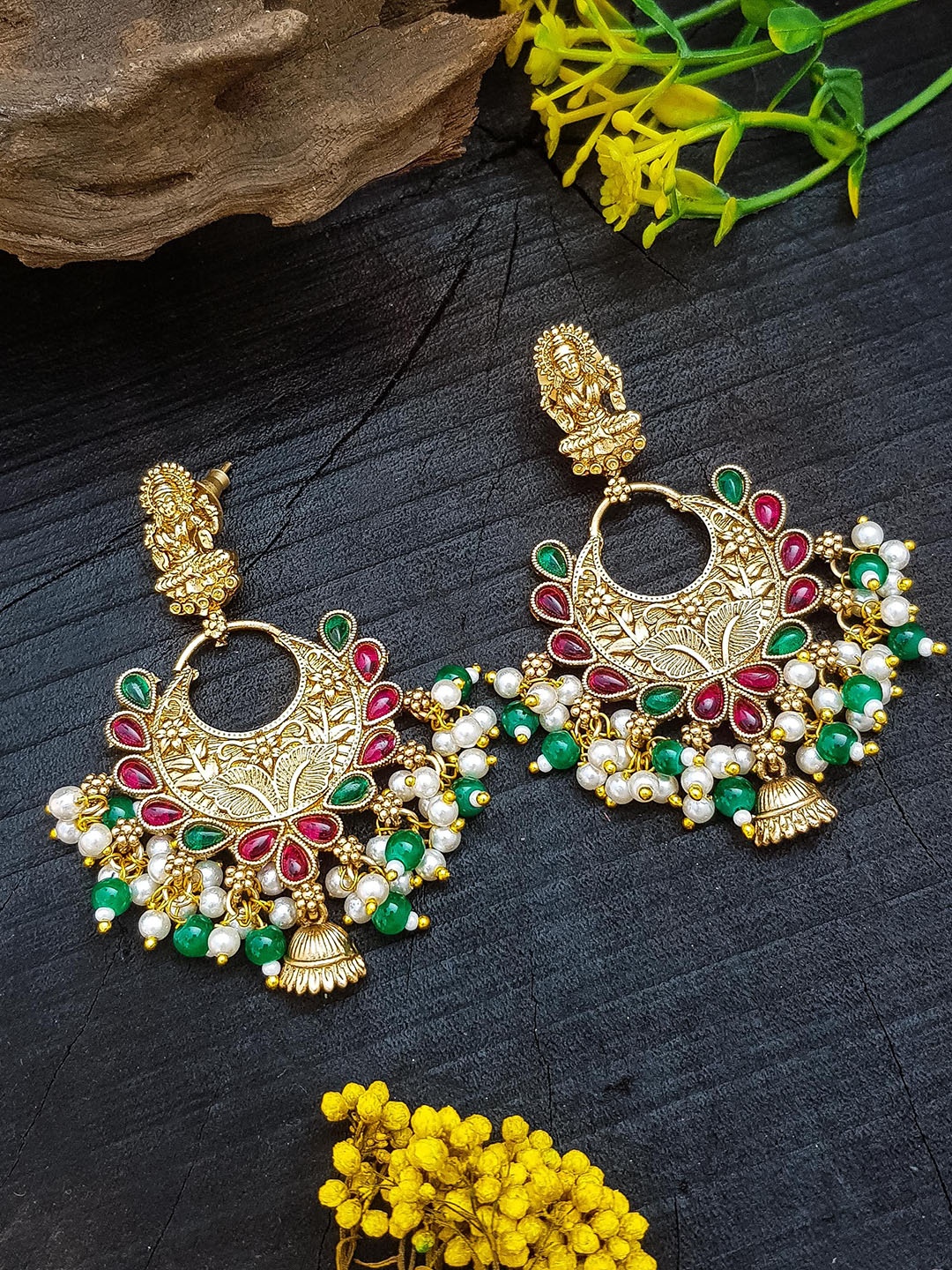 

GRIIHAM Gold-Plated Contemporary Temple Jhumkas