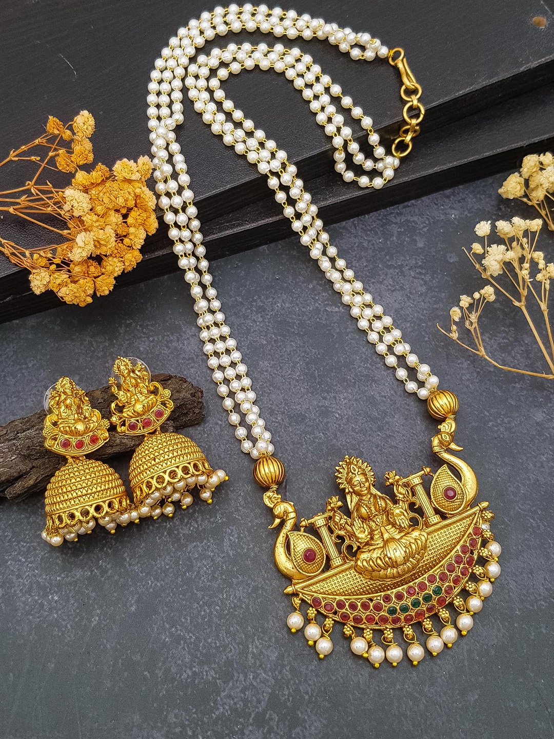 

GRIIHAM Gold-Plated American Diamond Studded Jewellery Set
