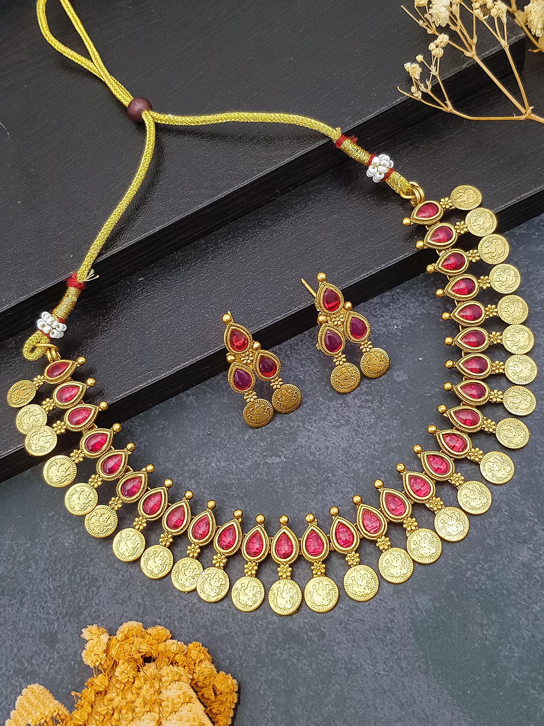 

GRIIHAM Gold-Plated AD Studded Jewellery Set