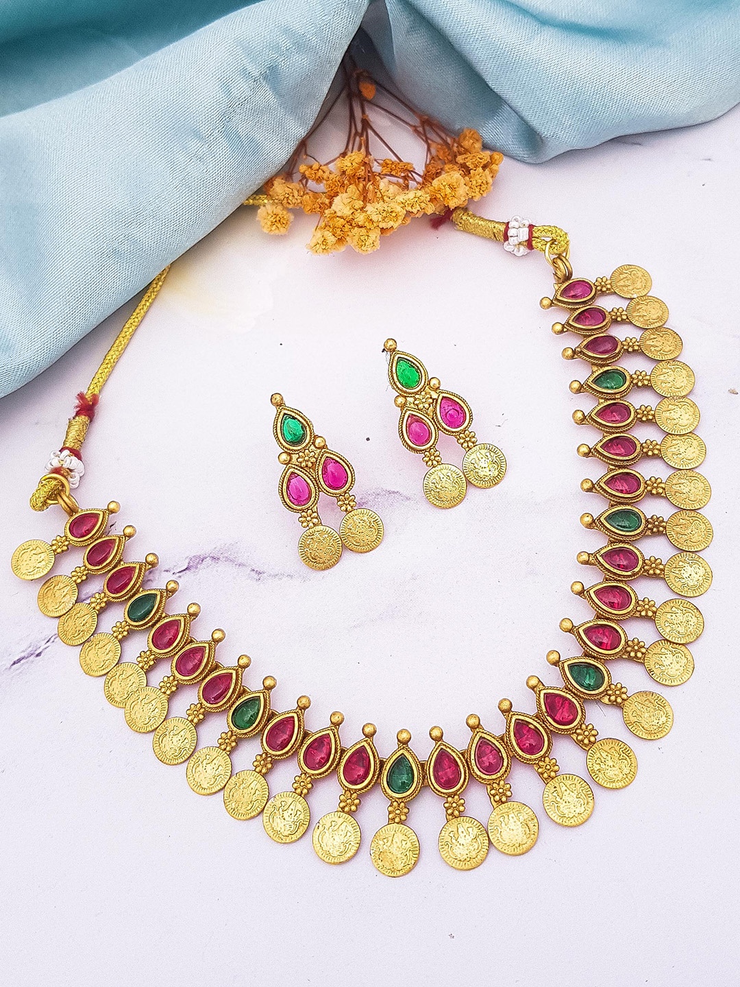

GRIIHAM Gold-Plated American Diamond Studded Jewellery Set