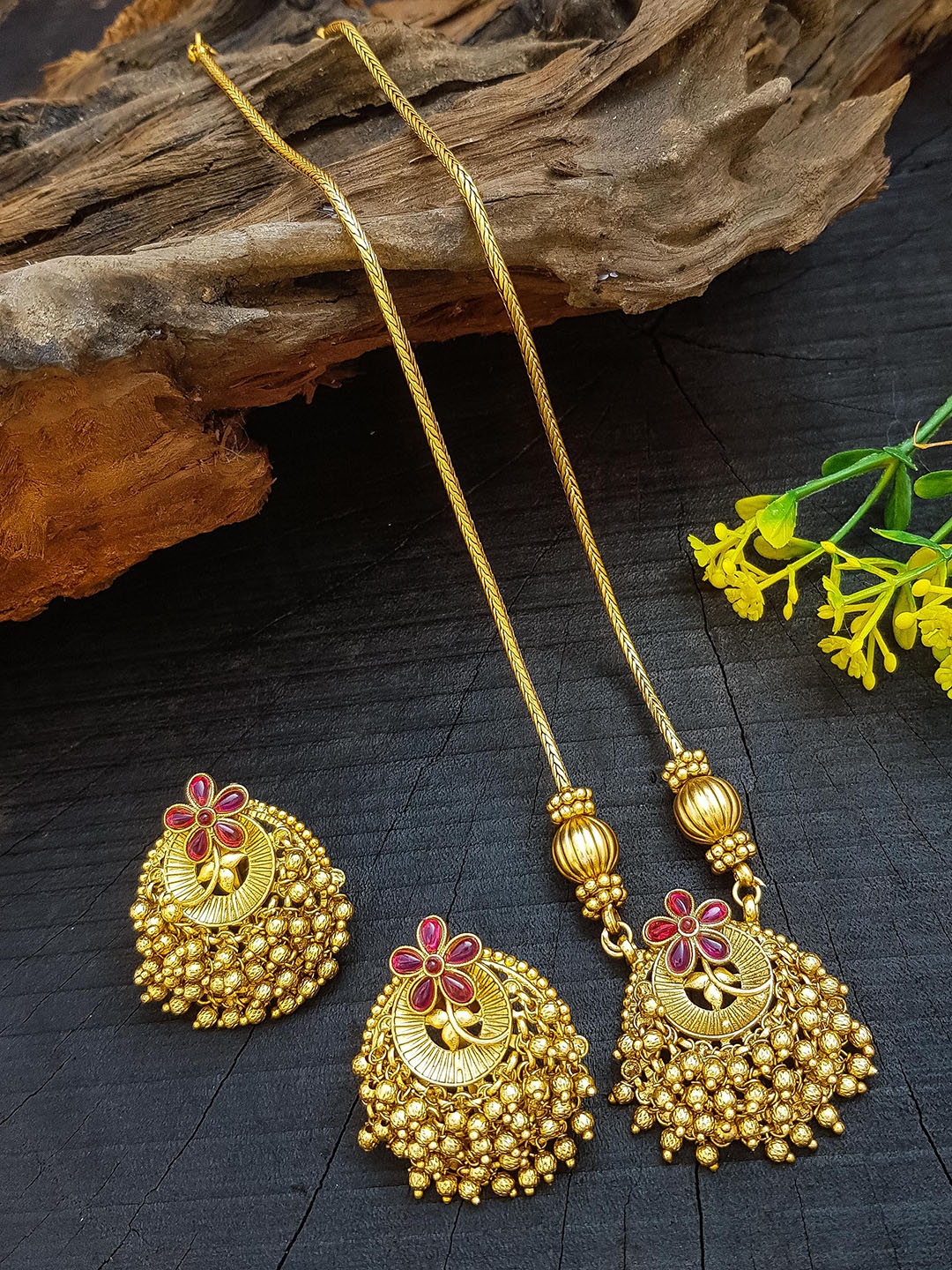 

GRIIHAM Gold-Plated CZ-Studded Necklace & Earrings