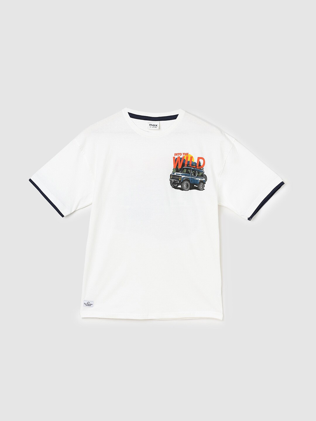 

max Boys White Typography Printed Pure Cotton T-shirt