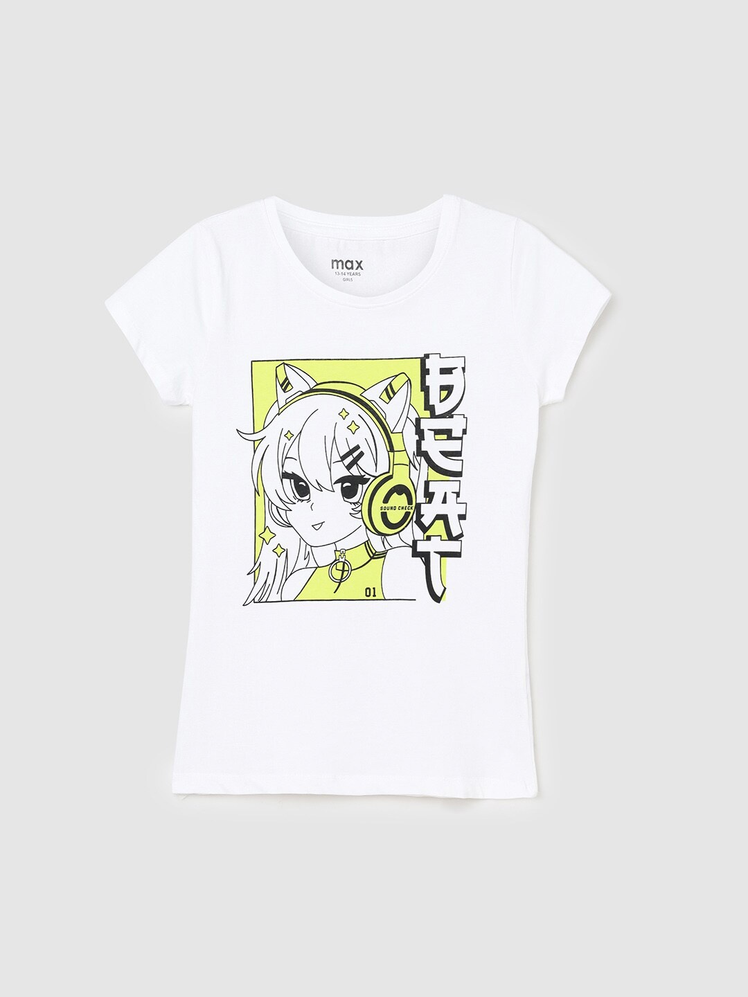

max Girls Anime Printed Pure Cotton T-shirt, White