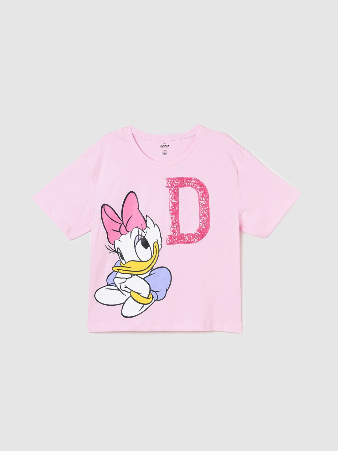 

max Girls Donald Duck Printed Pure Cotton T-shirt, Pink