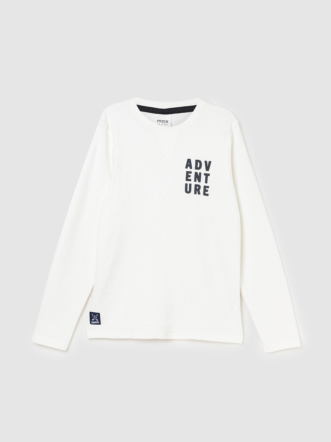 

max Typography Printed Round Neck Pure Cotton T-shirt, White