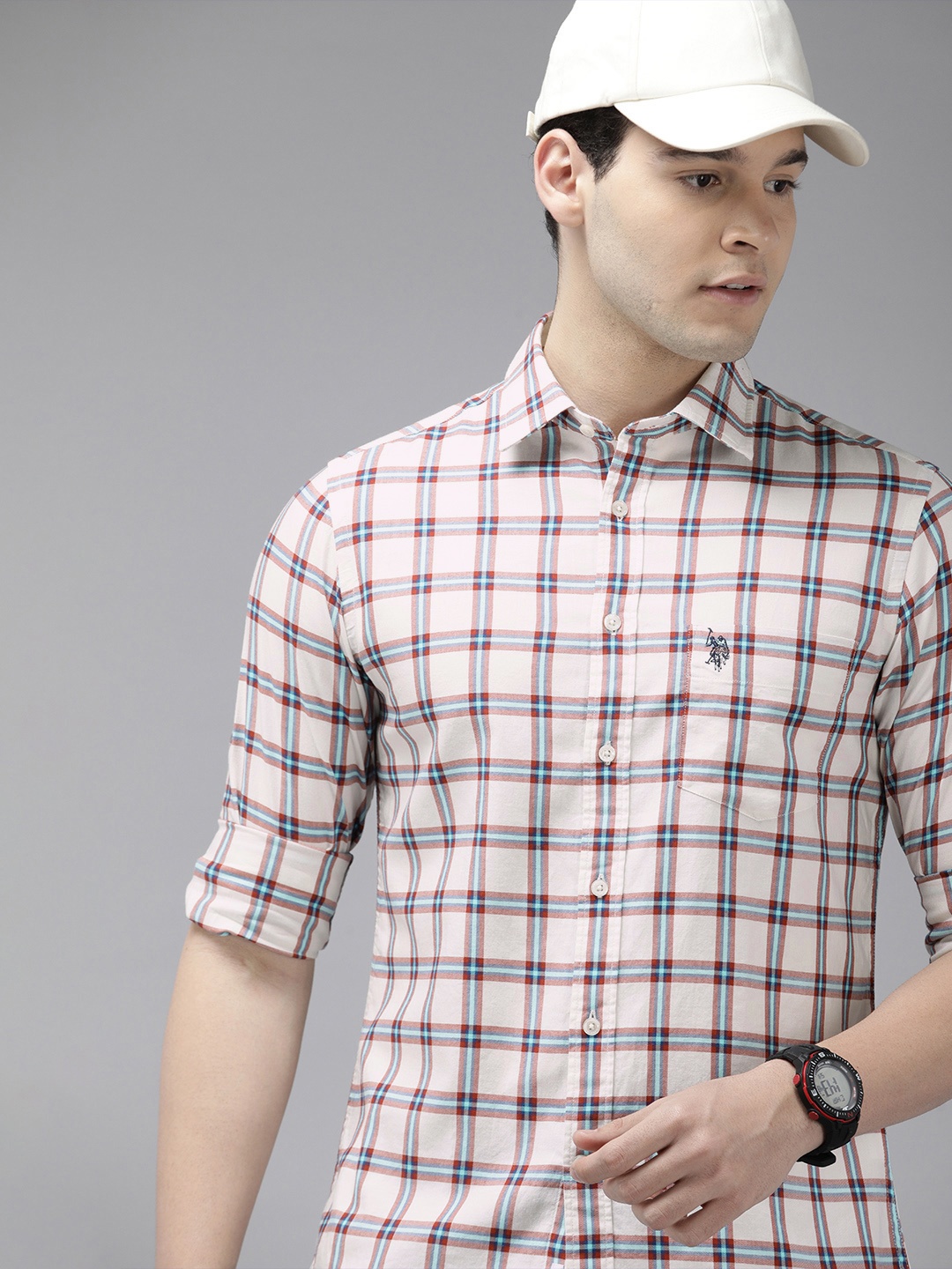 

U.S. Polo Assn. Pure Cotton Tailored Fit Tartan Checks Opaque Casual Shirt, Brown