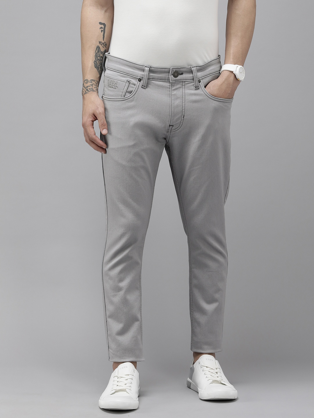 

U.S. Polo Assn. Denim Co. Men Slim Fit Light Fade Stretchable Jeans, Grey
