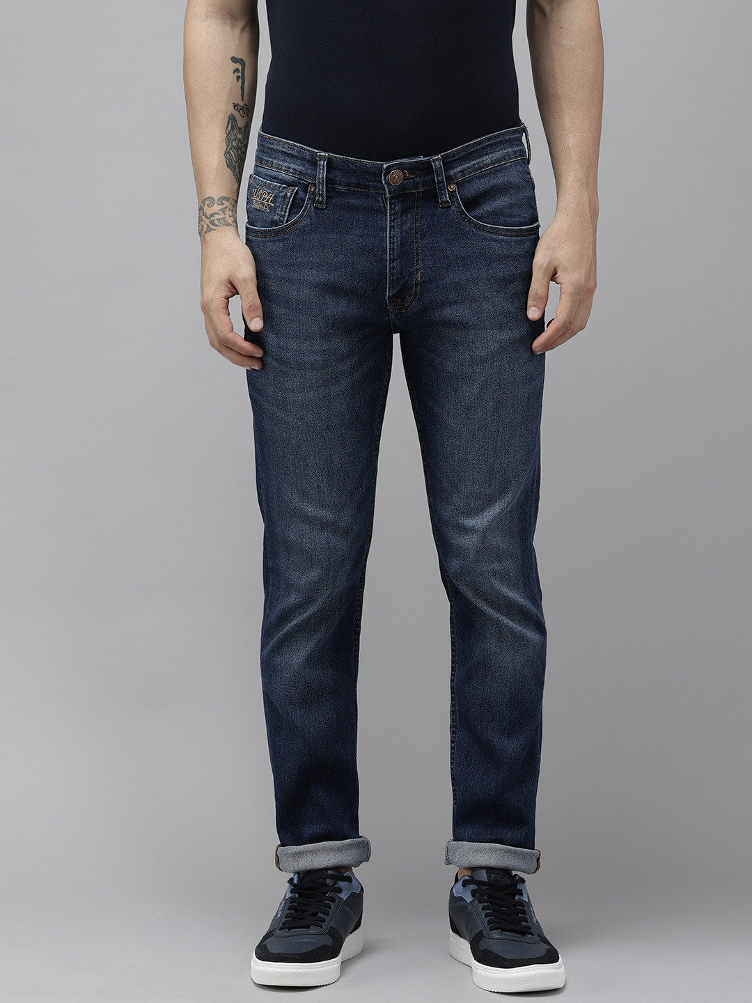 

U.S. Polo Assn. Denim Co. Men Mid Rise Slim Fit Light Fade Stretchable Jeans, Blue