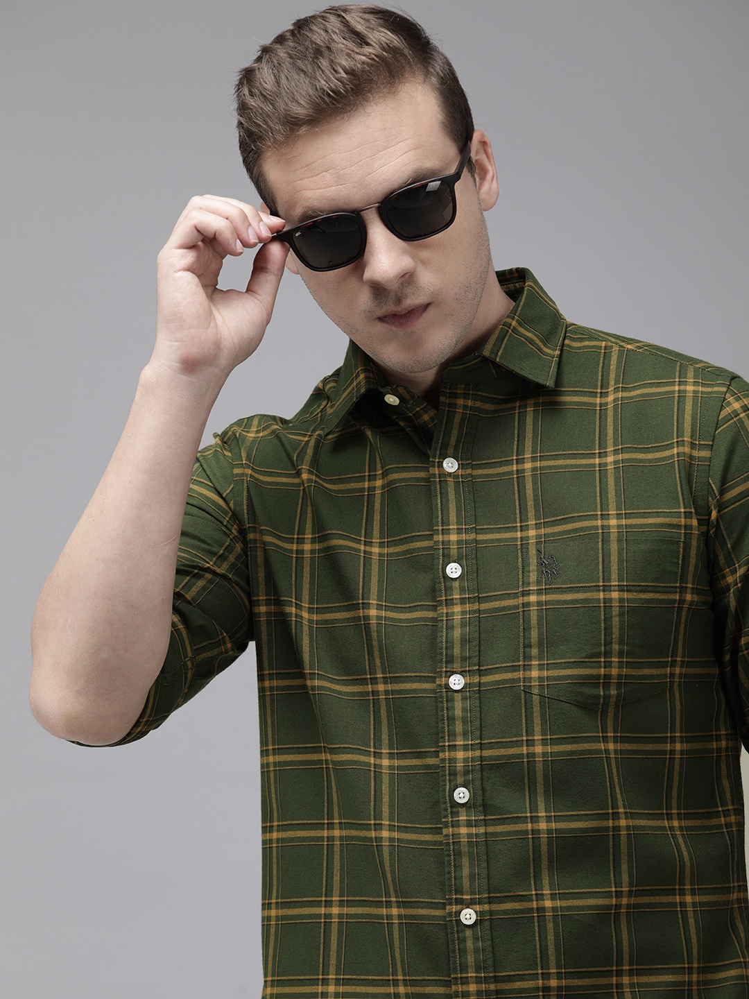 

U.S. Polo Assn. Tailored Fit Checked Casual Shirt, Green