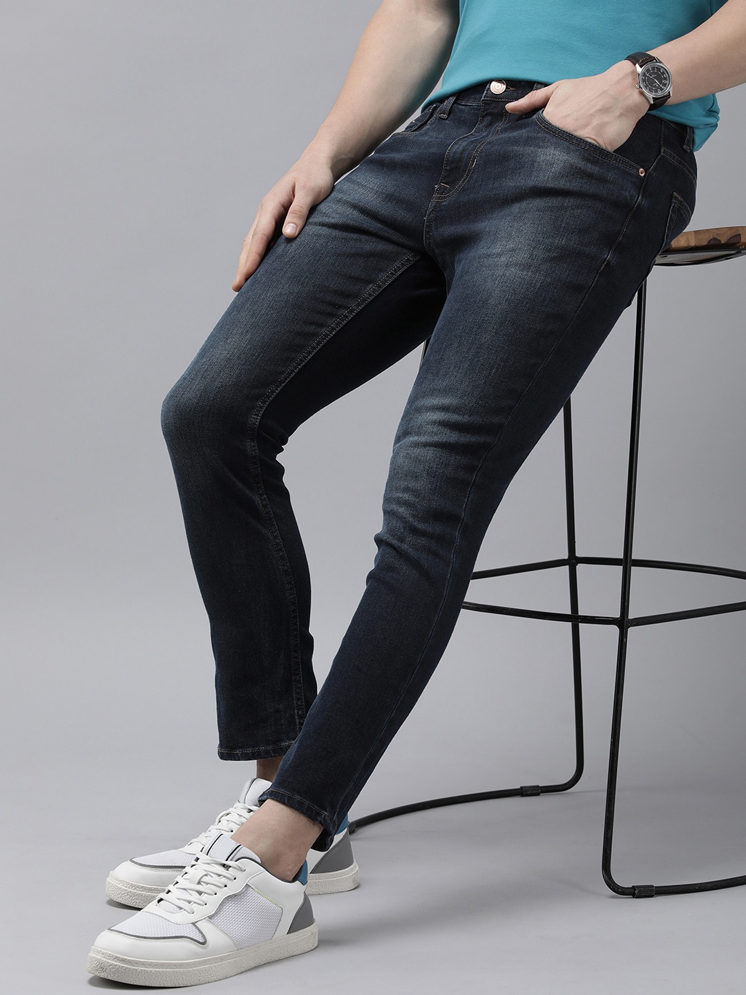 

U.S. Polo Assn. Denim Co. Men Mid Rise Henry Slim Fit Cropped Stretchable Jeans, Blue