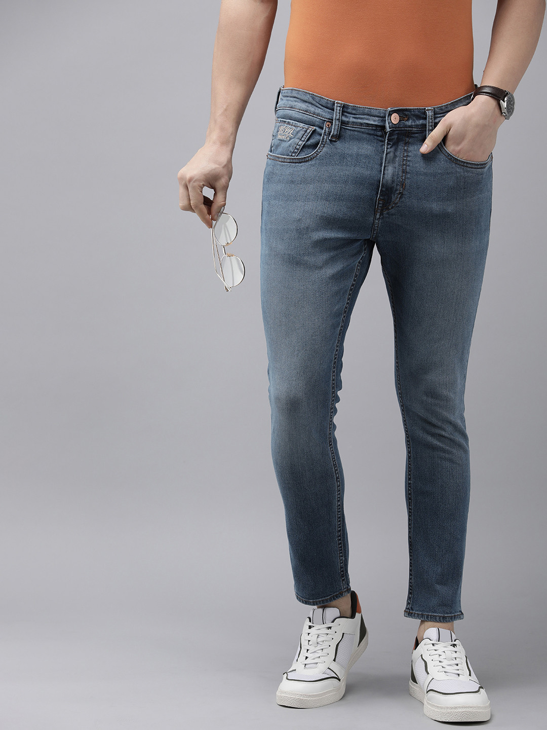 

U.S. Polo Assn. Denim Co. Men Mid Rise Henry Slim Fit Light Fade Stretchable Jeans, Blue