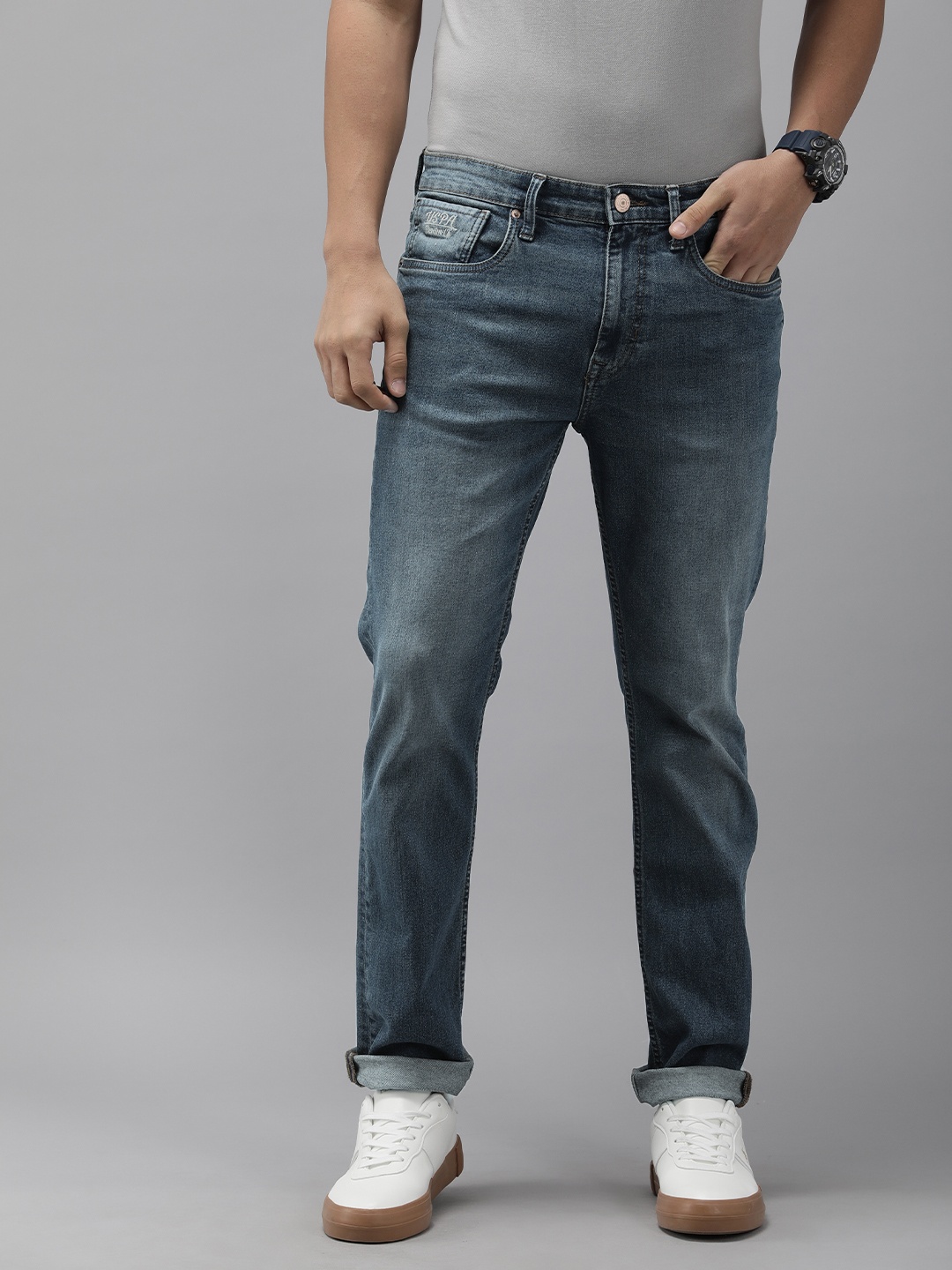 

U.S. Polo Assn. Denim Co. Men Bootcut Light Fade Stretchable Jeans, Blue